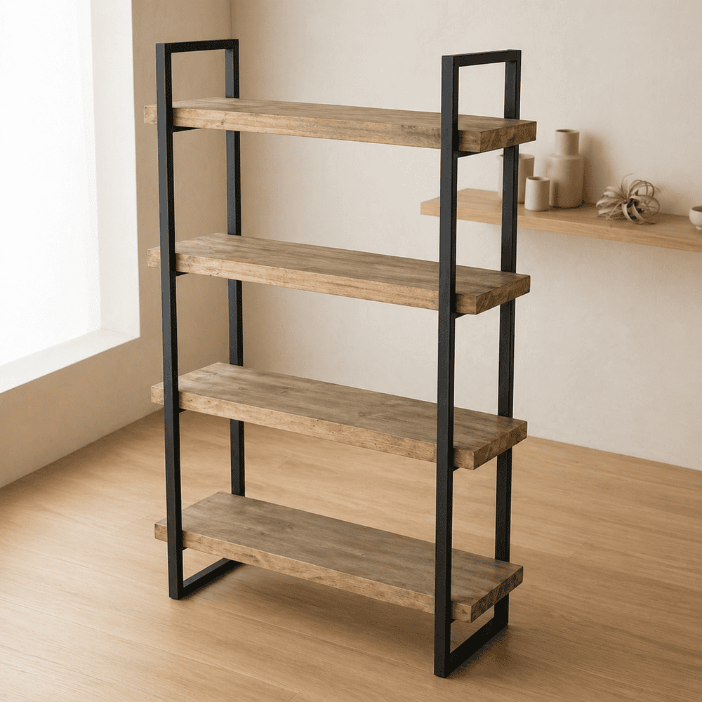Estante de Álamo con estructura de hierro para espacios modernos