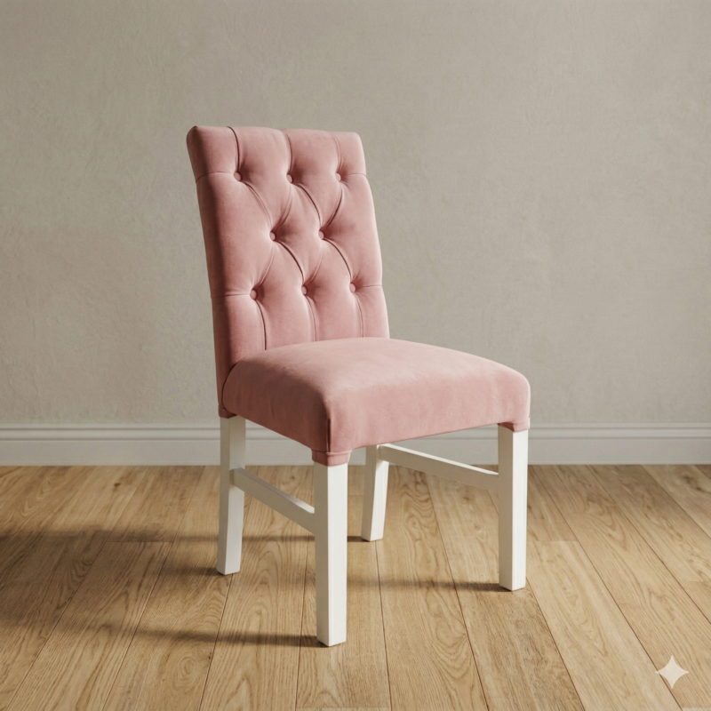 Silla Aghata con Capitoné Base Blanca