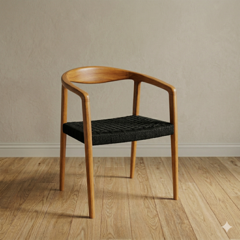 Silla Bali Tejida Petiribi Hilo Kraft Negro