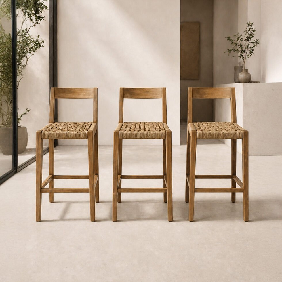 Promo 3 Banquetas Petiribi Cuadradas con Asiento Trenzado
