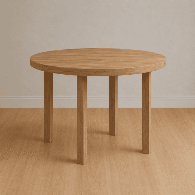 Mesa Enchapada Petiribi Redonda Base 4 Patas Con Lustre