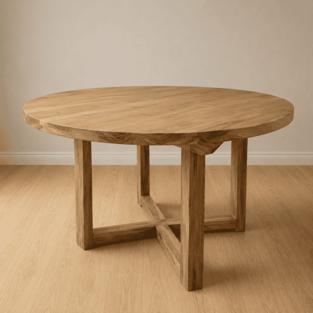 Mesa redonda Petiribi maciza con base X