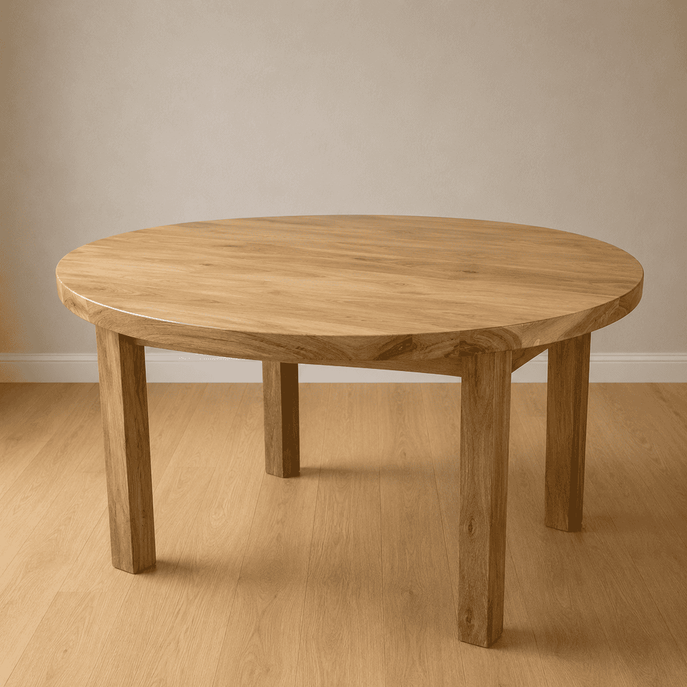 Mesa redonda Petiribi maciza con base 4 patas