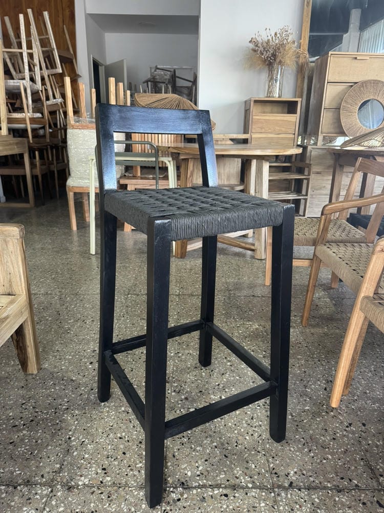 Banqueta Cuadrada Tejida Full Black - Imagen 2