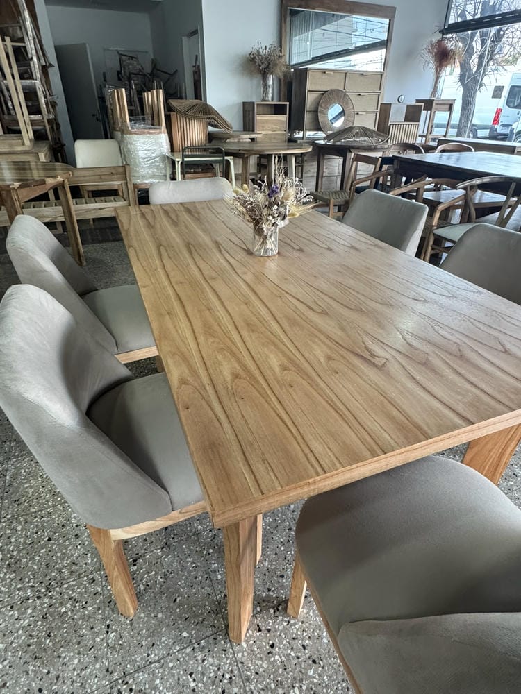 Juego de Mesa Enchapada en Paraiso 180x90 y 6 Sillas Ibiza - Imagen 3