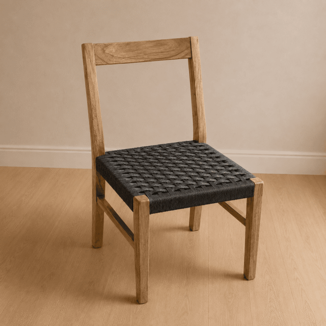 Silla Cuadrada Tejida Kraft Negro Paraíso