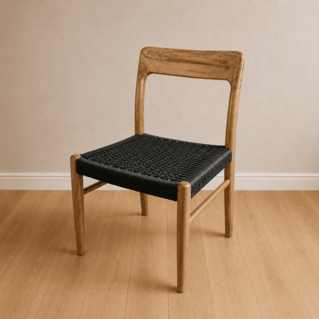 Silla Moller Tejida Kraft Negro Paraíso