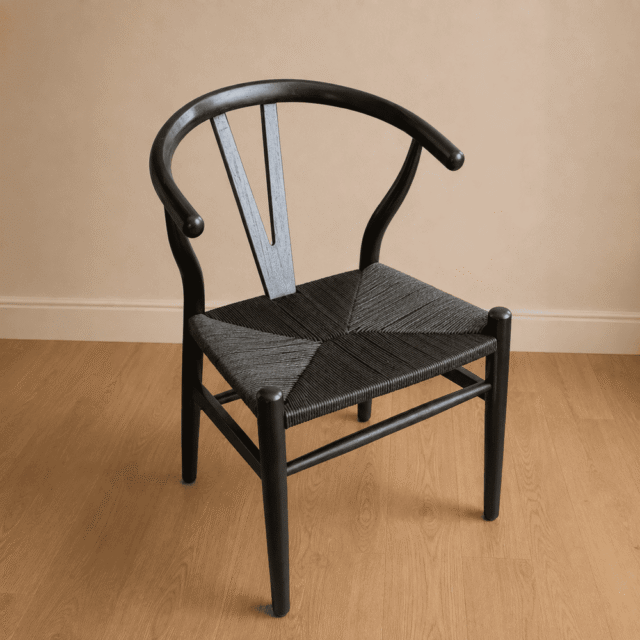 Silla Wishbone Tejida Full Black