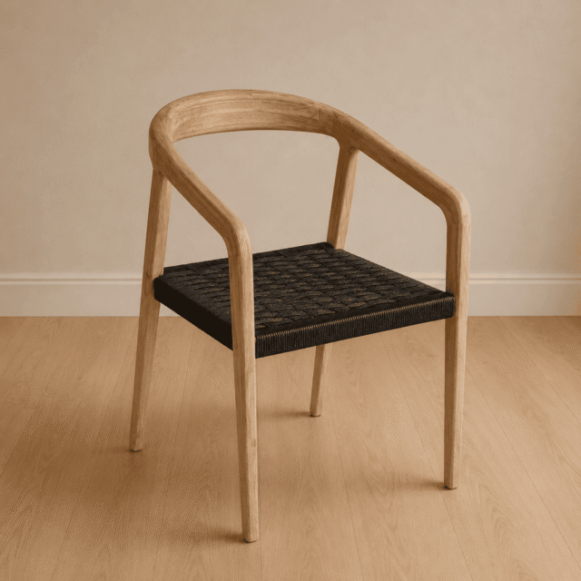 Silla Bali Curva Tejida Kraft Negro Paraíso